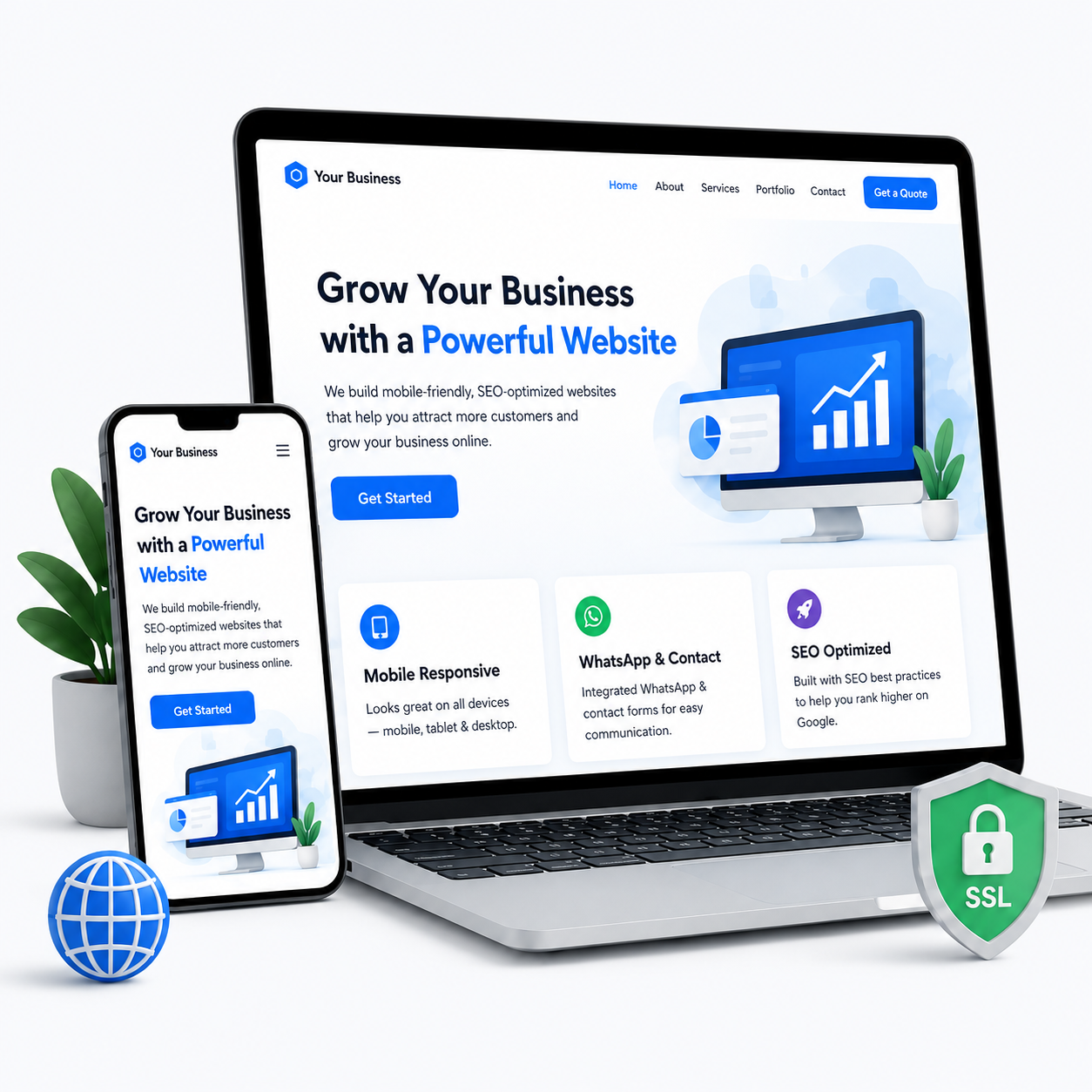 Professional website design on laptop and mobile ? MakeMyWebHost